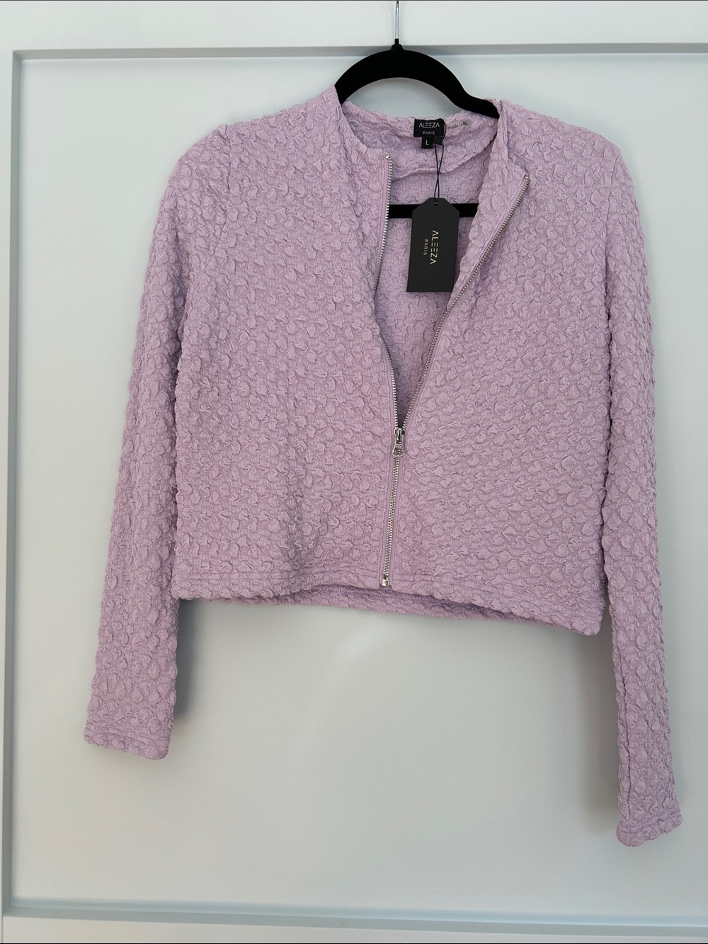 Aleeza Paris Lilac Textured Zip jacket